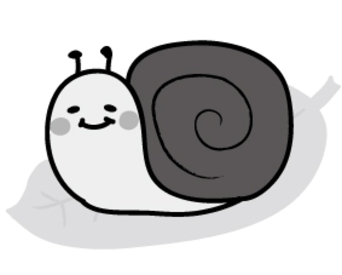 かたつむり　梅雨　イラスト　白黒　かわいい