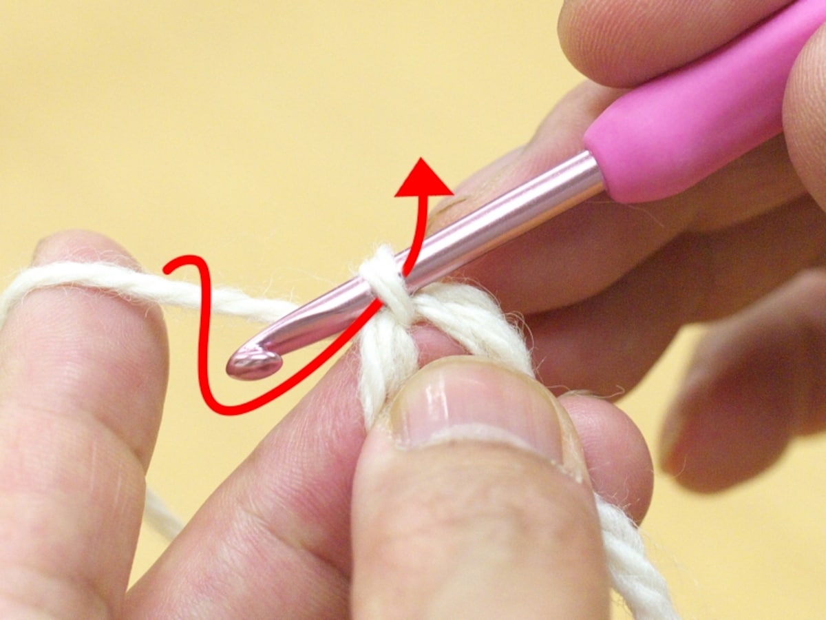わの作り目に編み目ができる