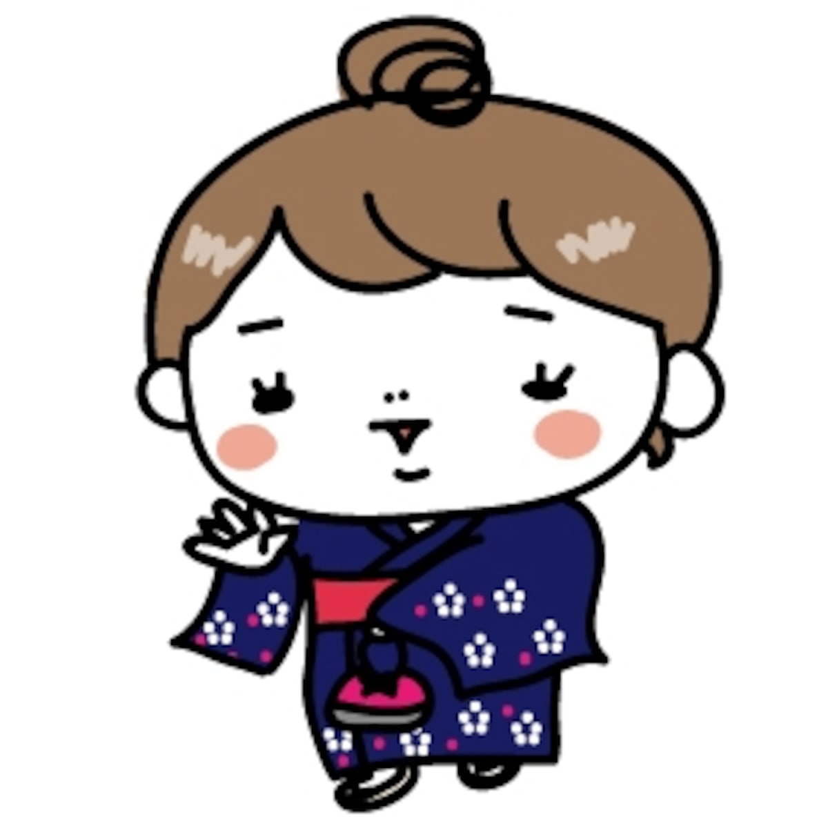 【カラー】浴衣を着て、ちょっとはにかんでいる女の子です。