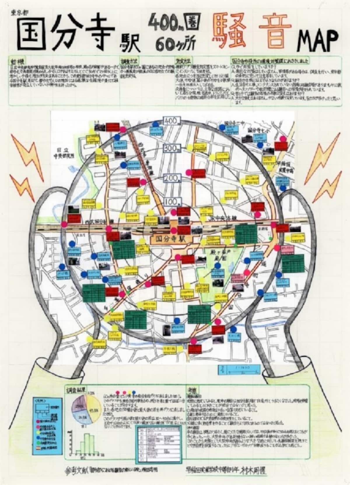模造紙で自由研究まとめ方：地図編　入賞作品　例・見本