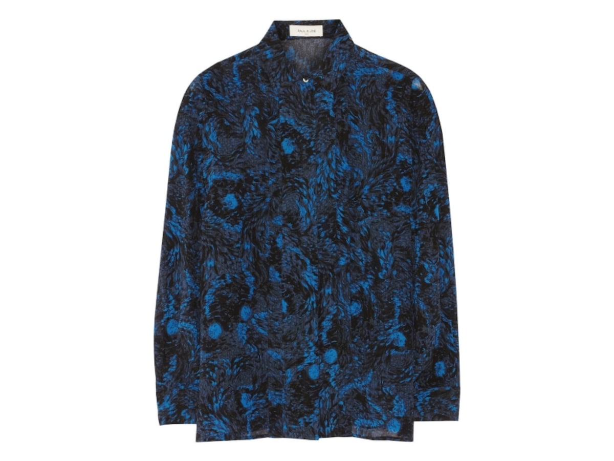 PAUL & JOE／Houleux printed silk-georgette blouse（ストームブルー＆ミッドナイトブルー＆アジュール）
