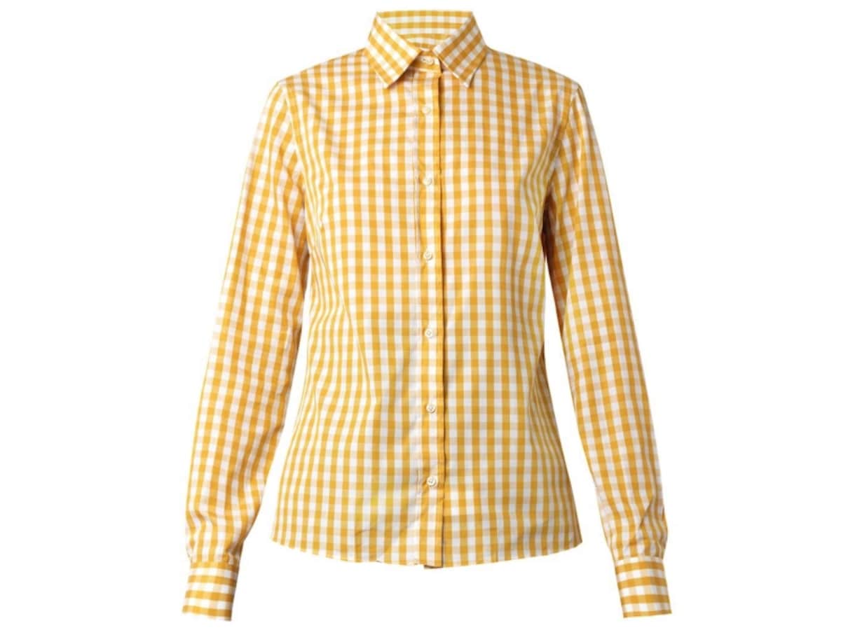 Stella Jean／Carmela gingham-print shirt (マスタードイエロー系ギンガムチェック)