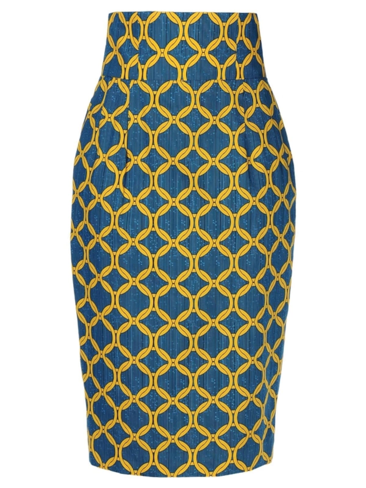 Stella Jean／3/4 length skirt（ターコイズ）