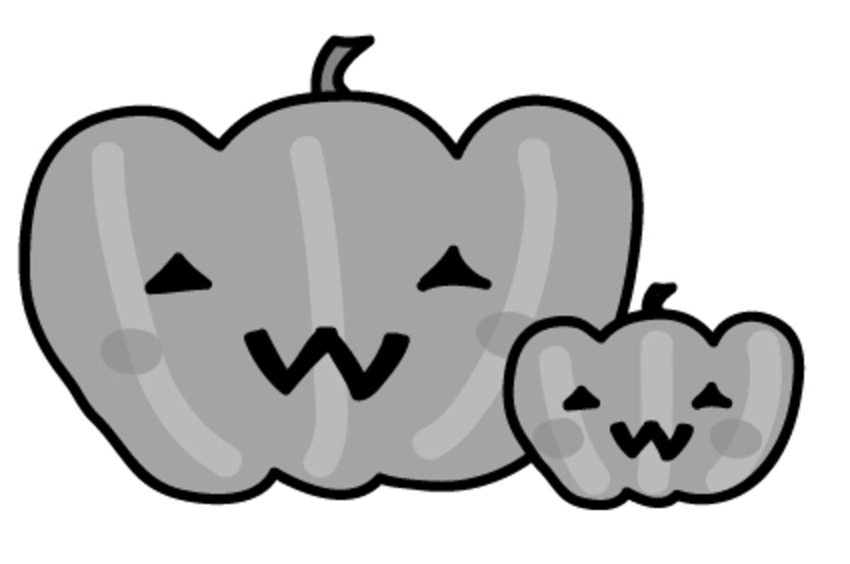 かぼちゃ　ハロウィン　イラスト　白黒　かわいい