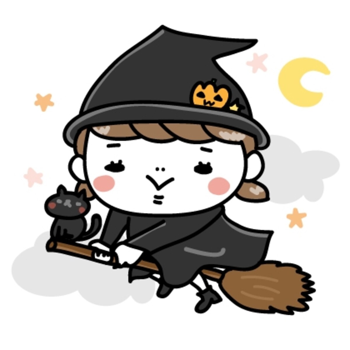 魔女　女の子　ハロウィン　イラスト　カラー　かわいい