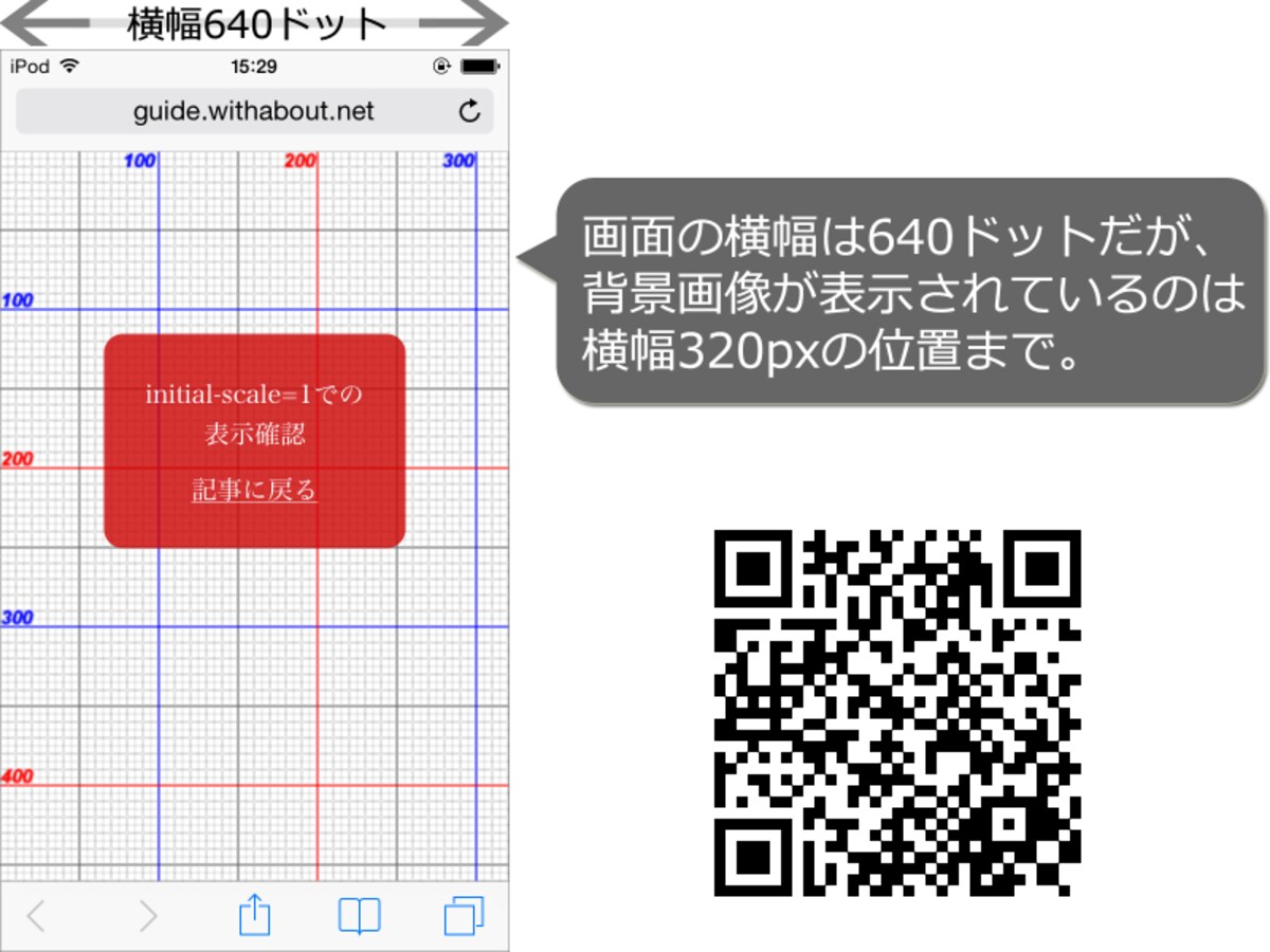 画面の横幅は640ドットだが、 背景画像が表示されているのは 横幅320pxの位置まで。