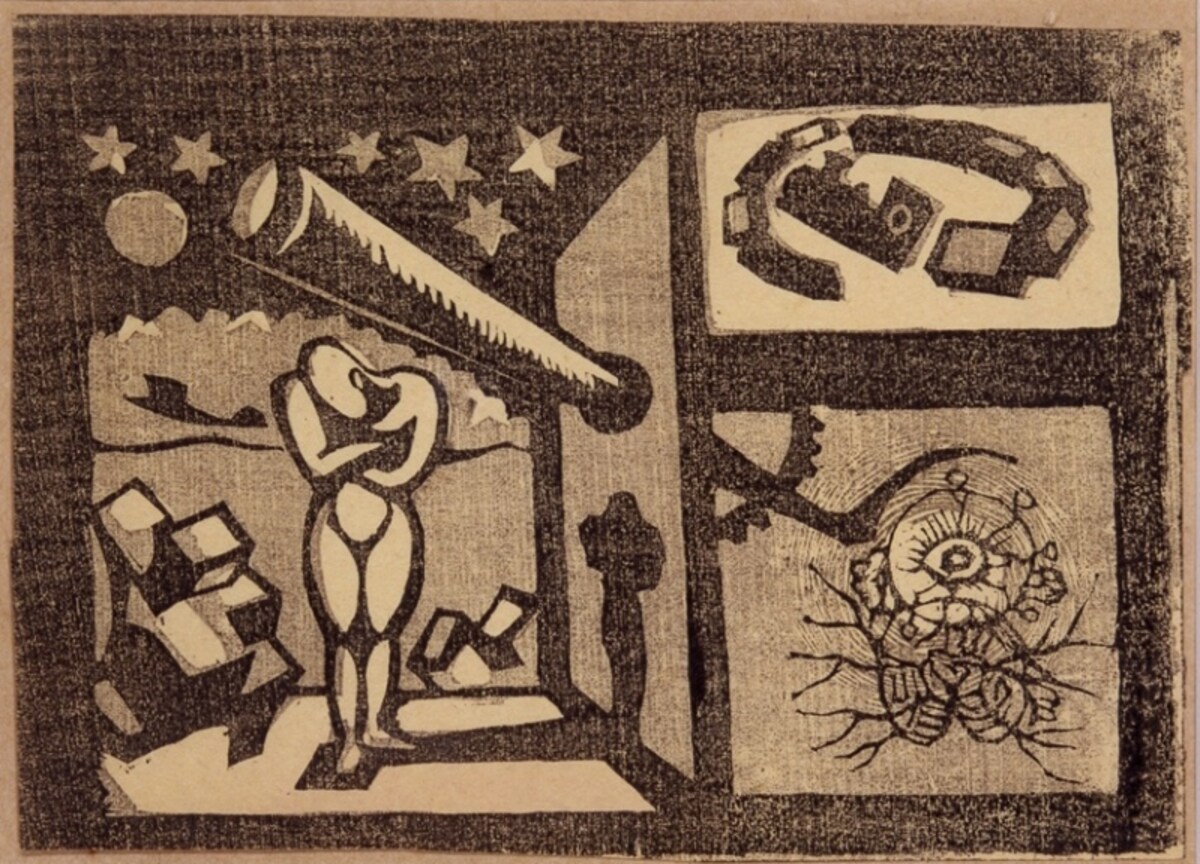 《瞑想氏》（『白と黒』41号）1933年 木版 個人蔵