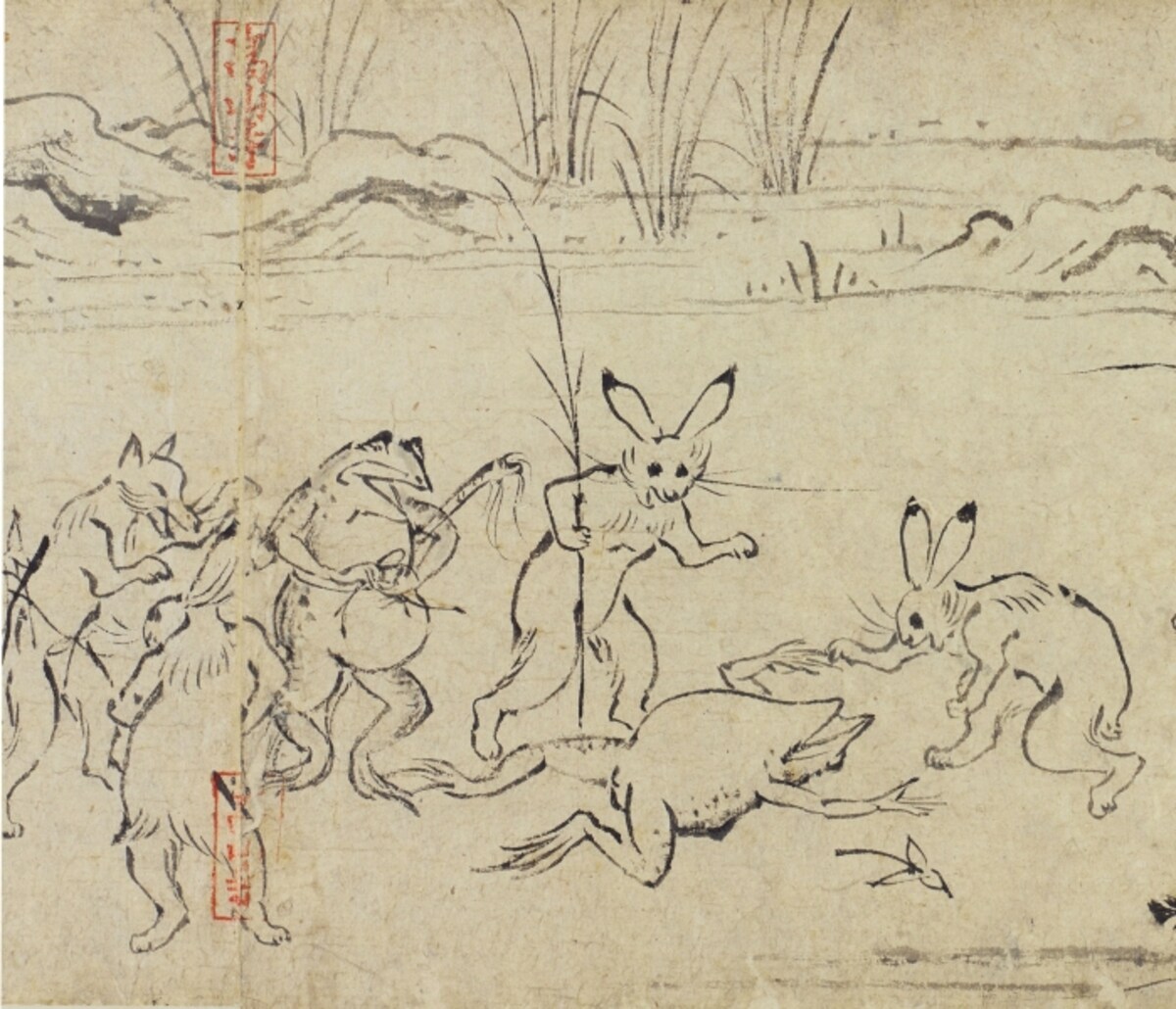国宝 鳥獣人物戯画（甲巻）平安時代 《後期展示場面：11月5日～11月24日》（部分）
