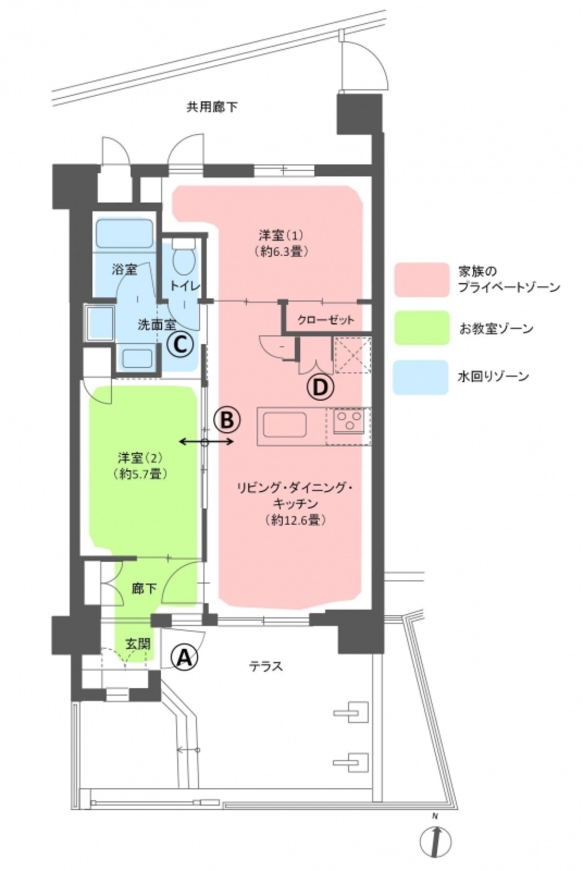【図1】自宅で教室が開きやすいマンションの間取り例（クリックで拡大