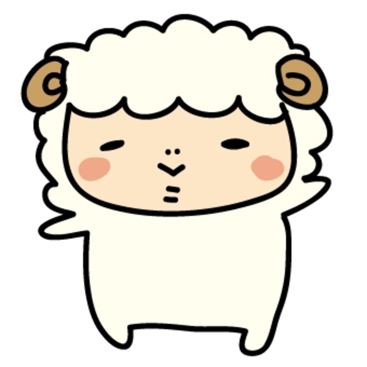 【カラー】手を挙げて挨拶をする羊です。