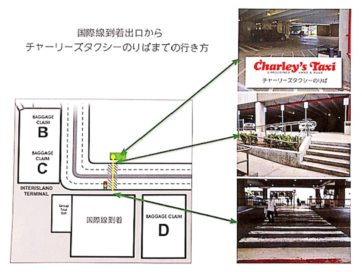 乗車場所マップ。これまでの乗車場所（横断歩道途中の中央分離帯）から移動しました