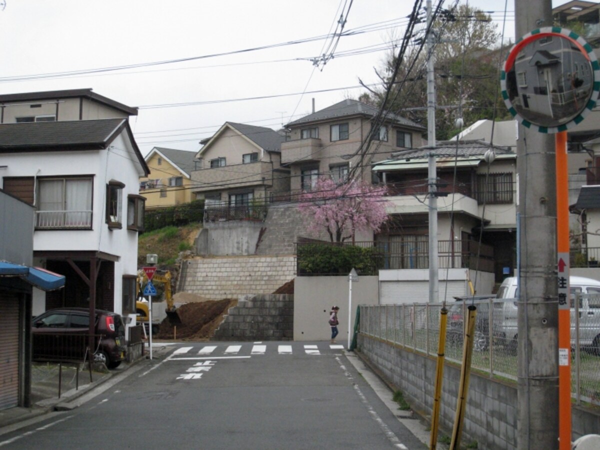 段々になった擁壁