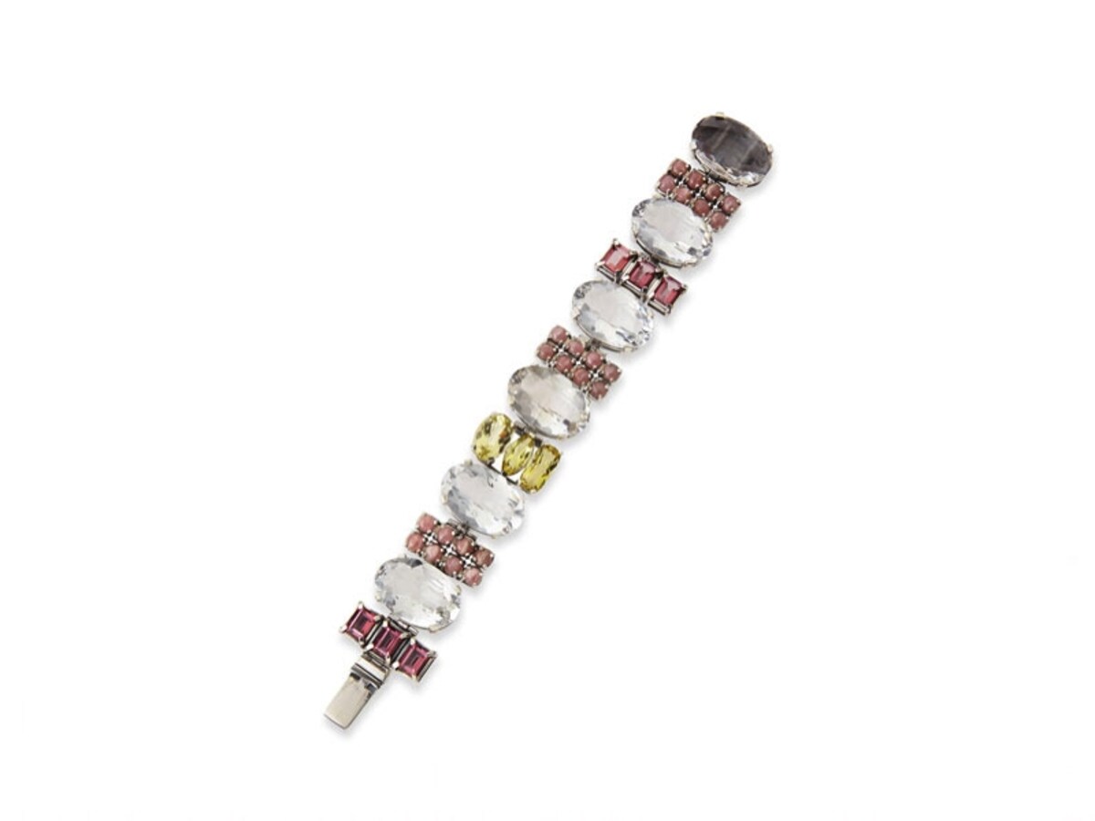  STEPHEN DWECK／MULTI-STONE ROCK CRYSTAL, QUARTZ & RHODOCHROSITE BRACELET