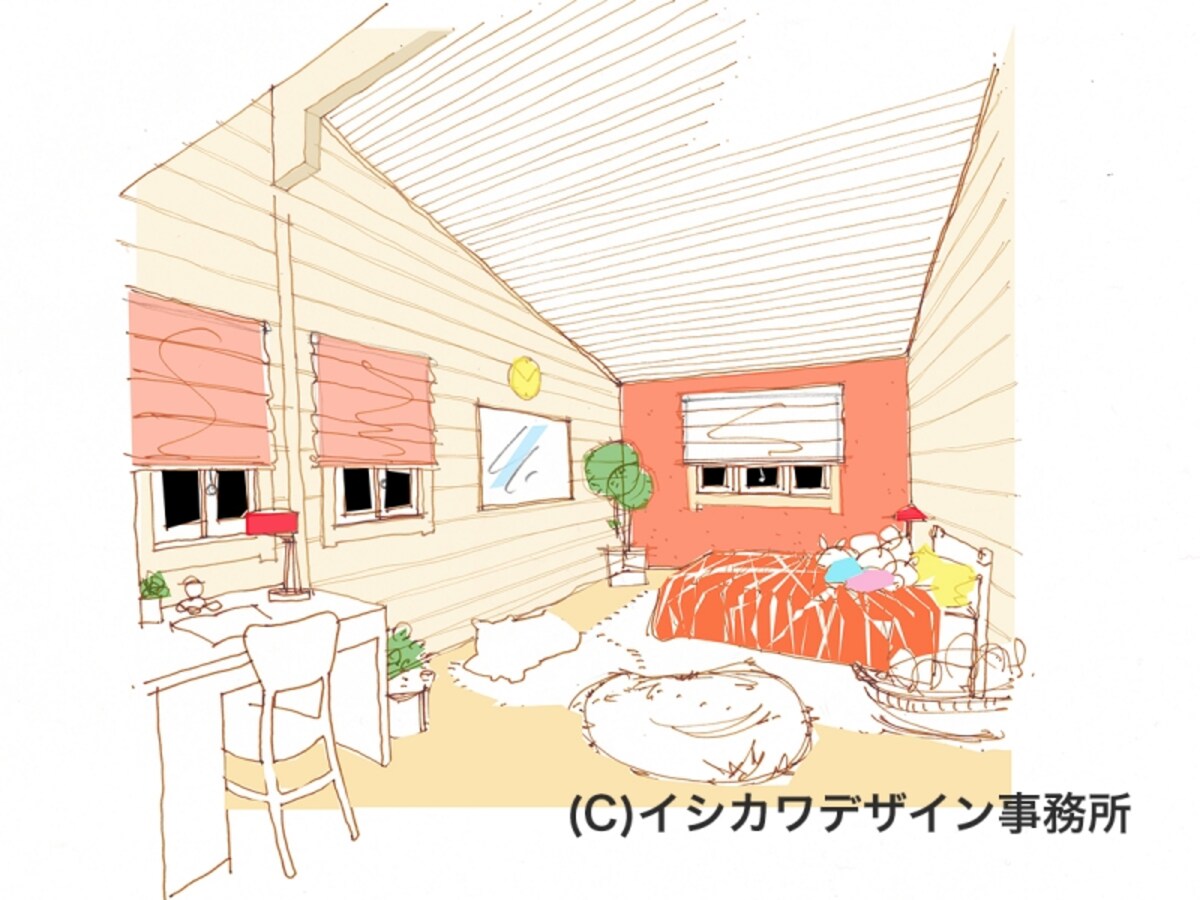 子供室のインテリア空間案ドローイング