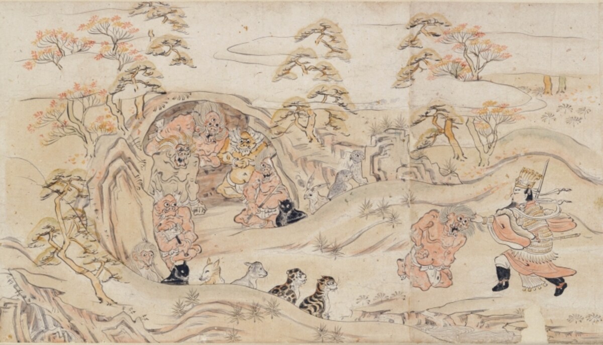 重要文化財　十二(じゅうに)因縁(いんねん)絵巻(えまき)（部分）　日本・鎌倉時代　13世紀　根津美術館蔵