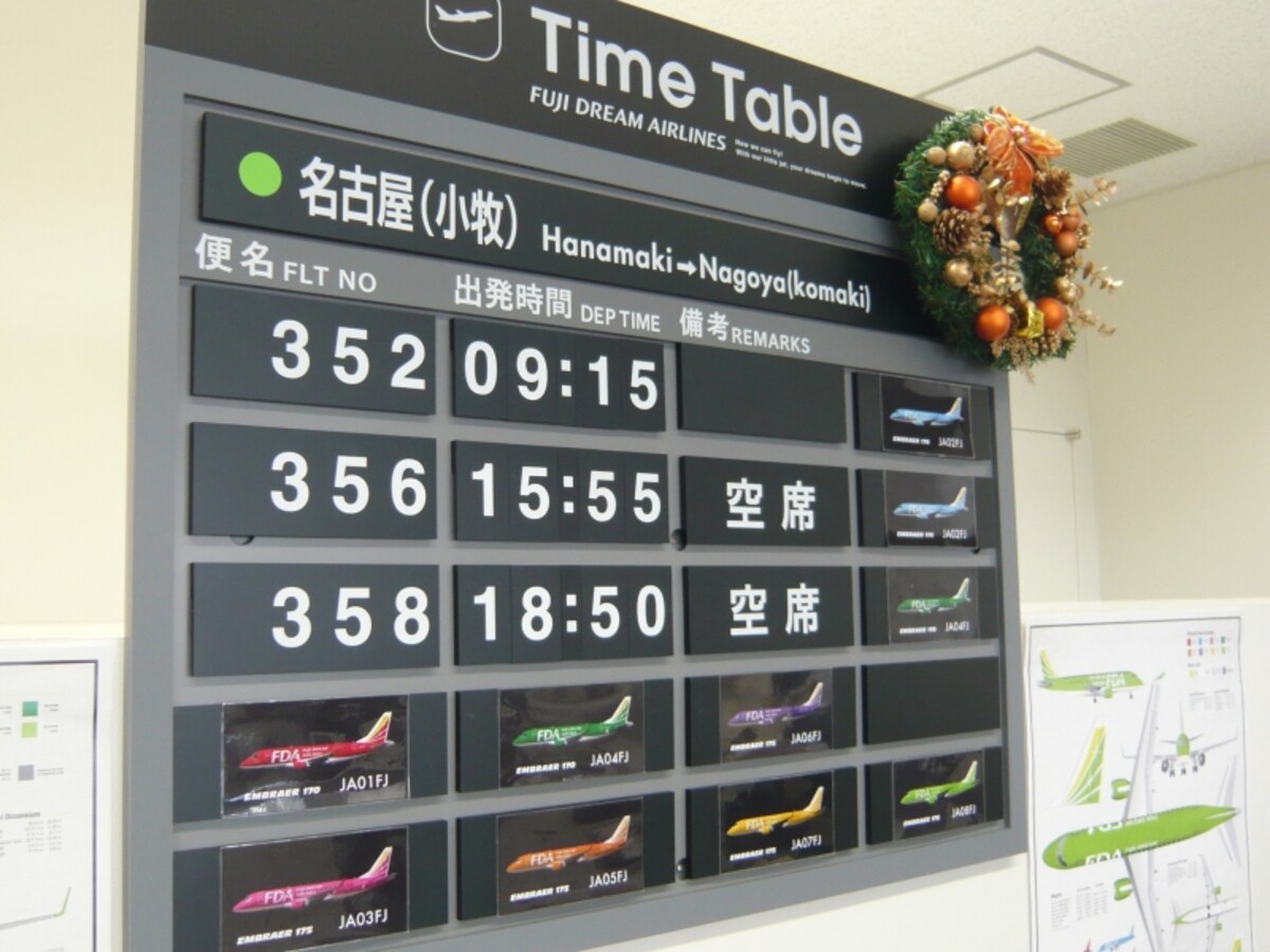便名の右側がフライト予定の飛行機の色です