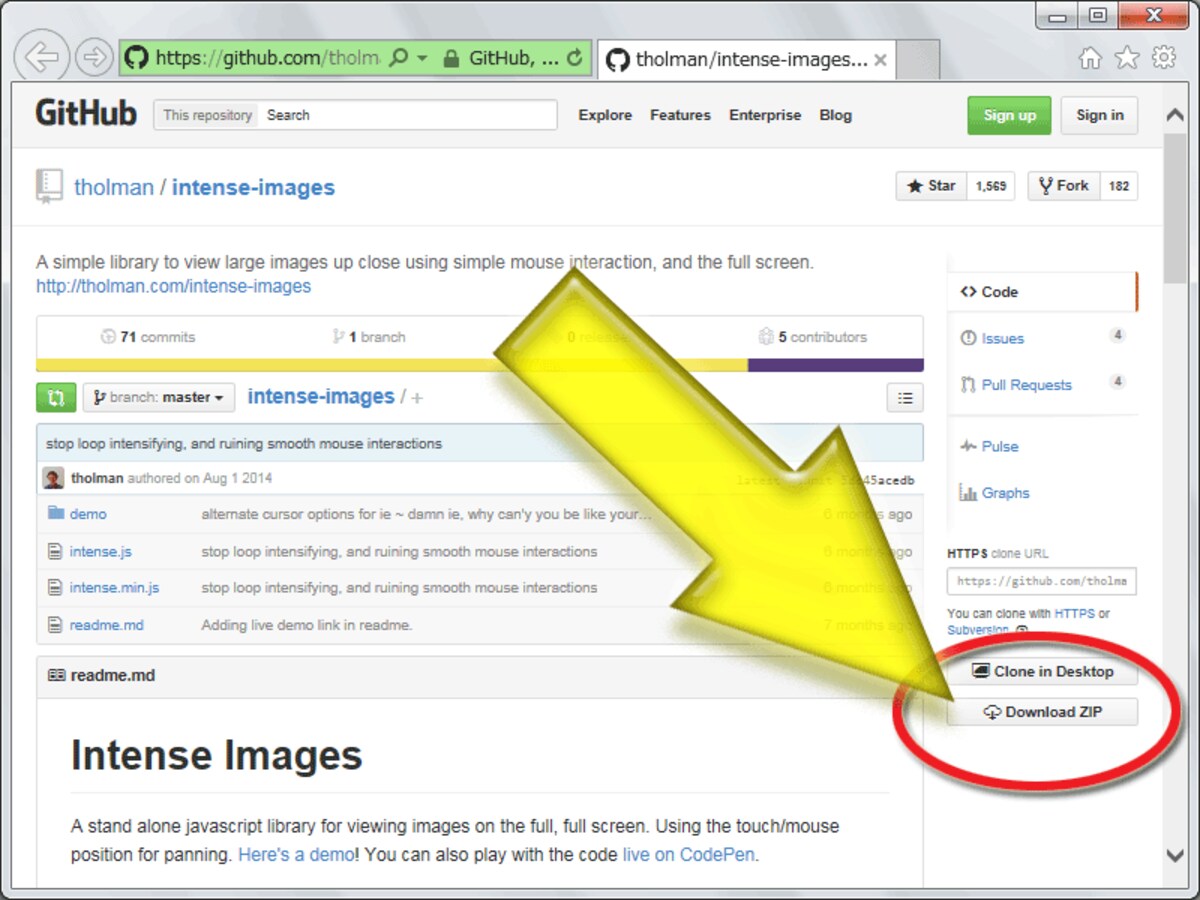 GitHub内のIntense Images配布ページ