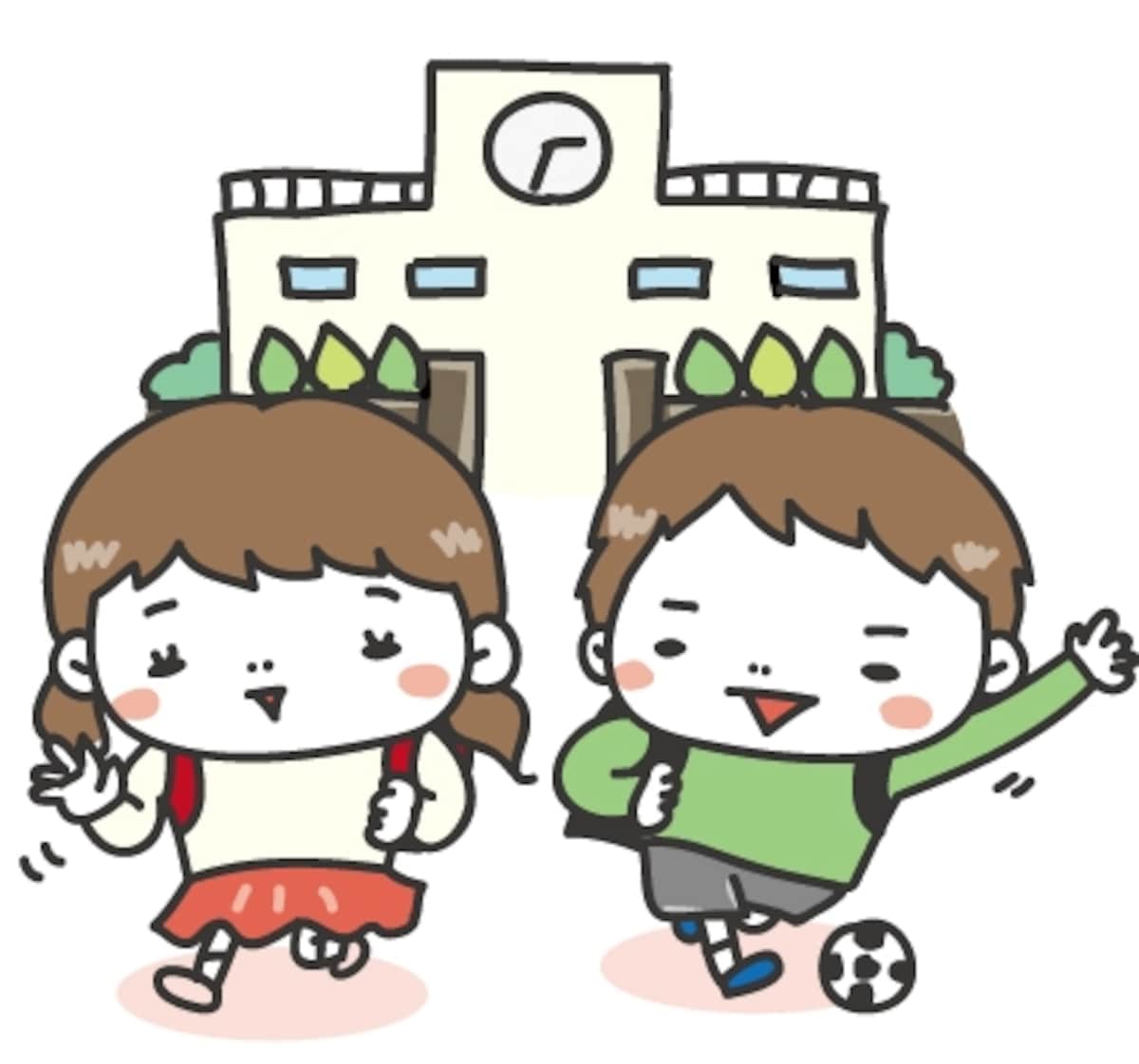 下校　学校　イラスト　カラー　かわいい