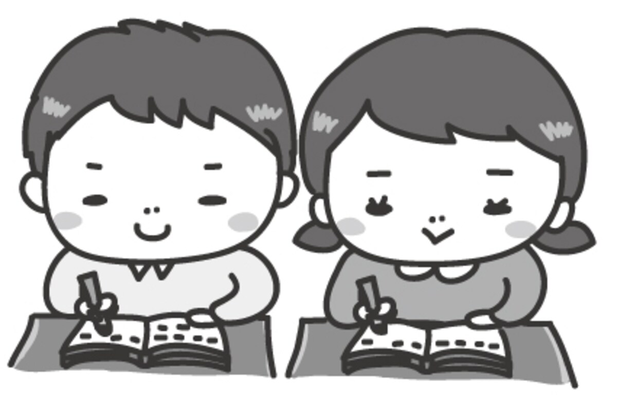 授業　学校　イラスト　白黒　かわいい