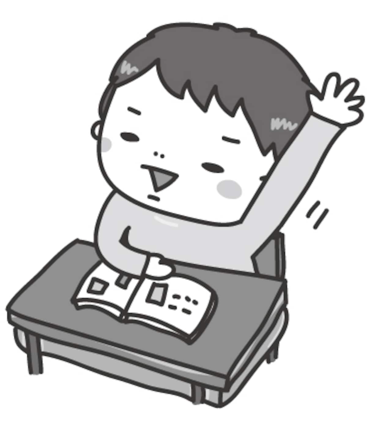 男の子　学校　イラスト　白黒　かわいい