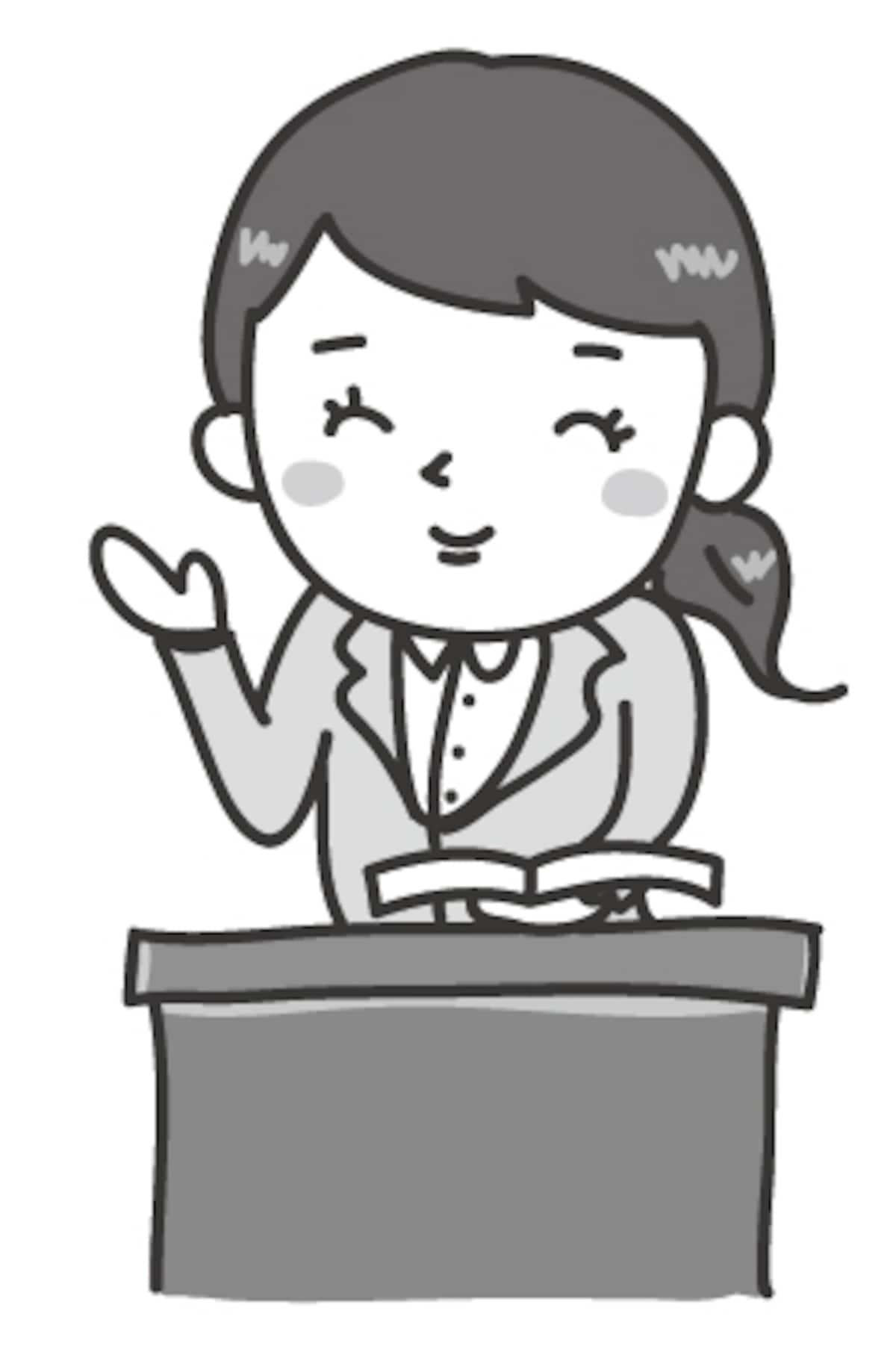 先生　学校　イラスト　白黒　かわいい