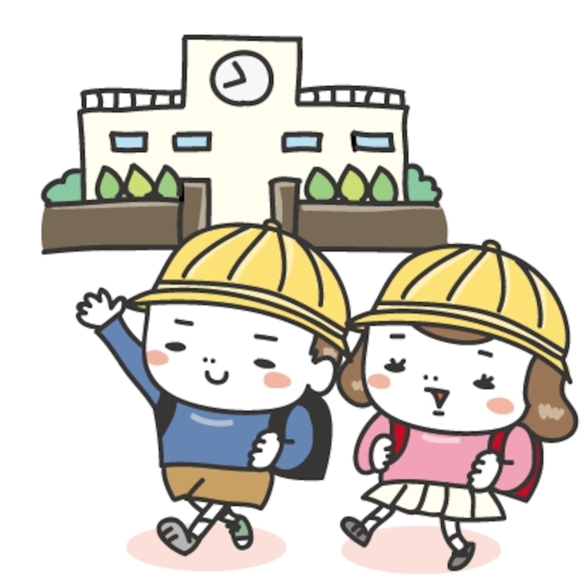 登校　学校　イラスト　カラー　かわいい