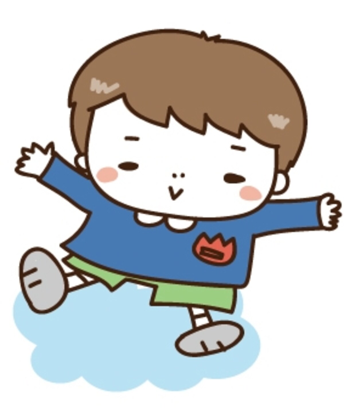 【カラー】雲の上ではねる男の子です。