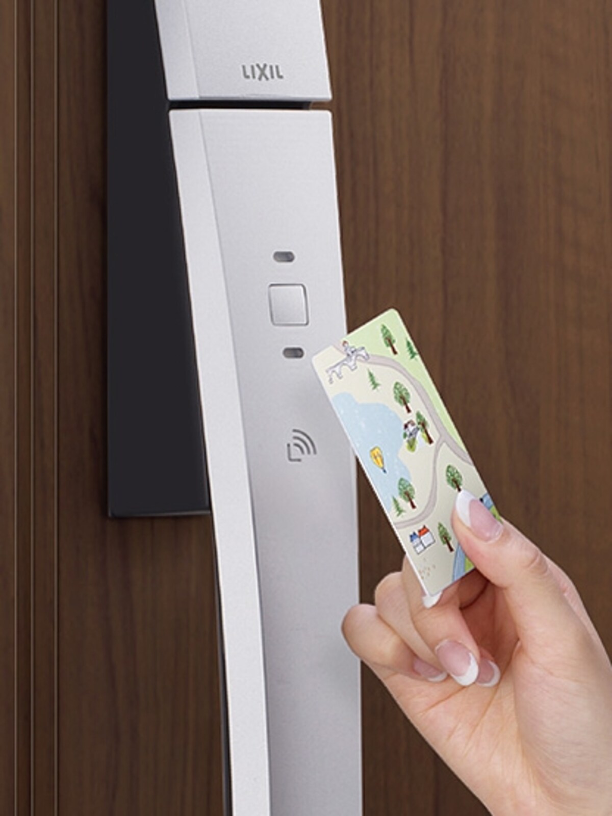 解錠も施錠もボタンを押して、かざすだけの電池錠。[エントリーシステム　カザスプラス（カード）]