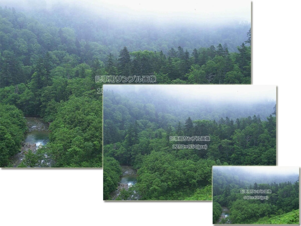 無駄に大きな画像を読み込まずに済むよう、大中小3種類の写真を用意