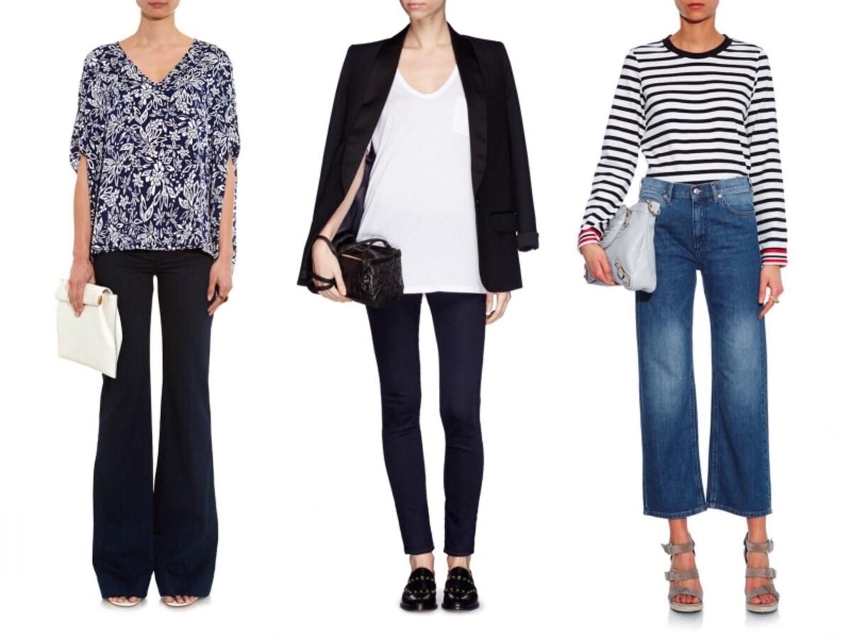左から、DIANE VON FURSTENBERG／DEBBIE JEANS、J BRAND／Mid rise skinny jeans、SEE BY CHLOE／WIDE-LEG MID-RISE CROPPED JEANS