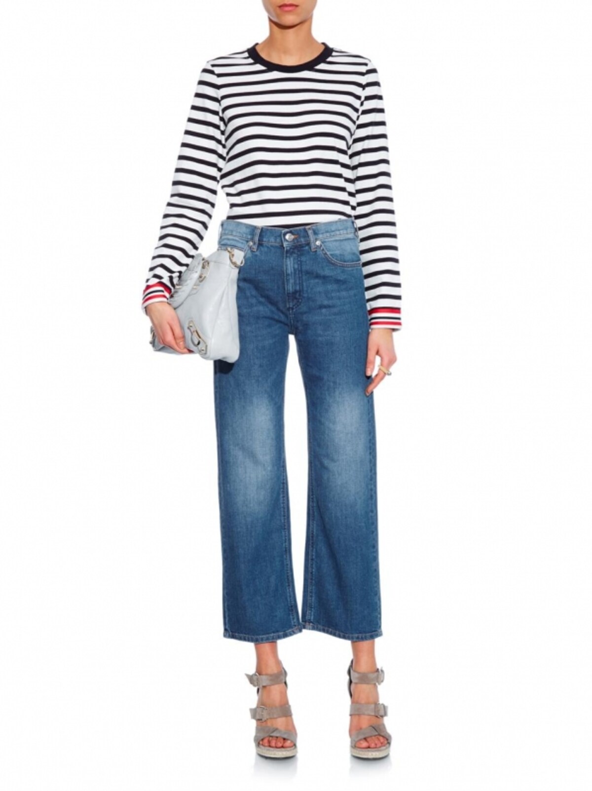 SEE BY CHLOE／WIDE-LEG MID-RISE CROPPED JEANS