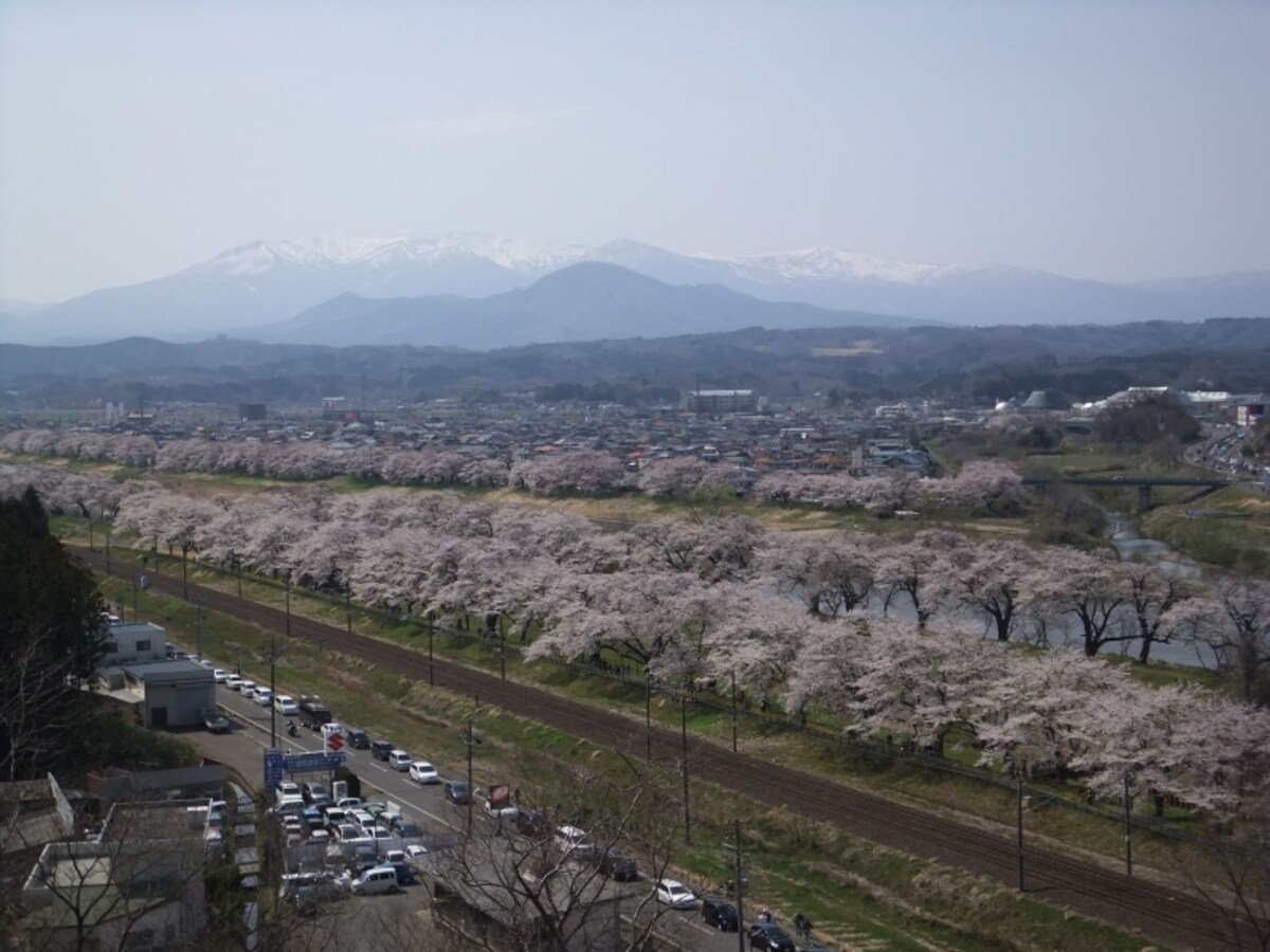 白石川堤一目千本桜（7）／船岡城址公園より大河原方面を望む