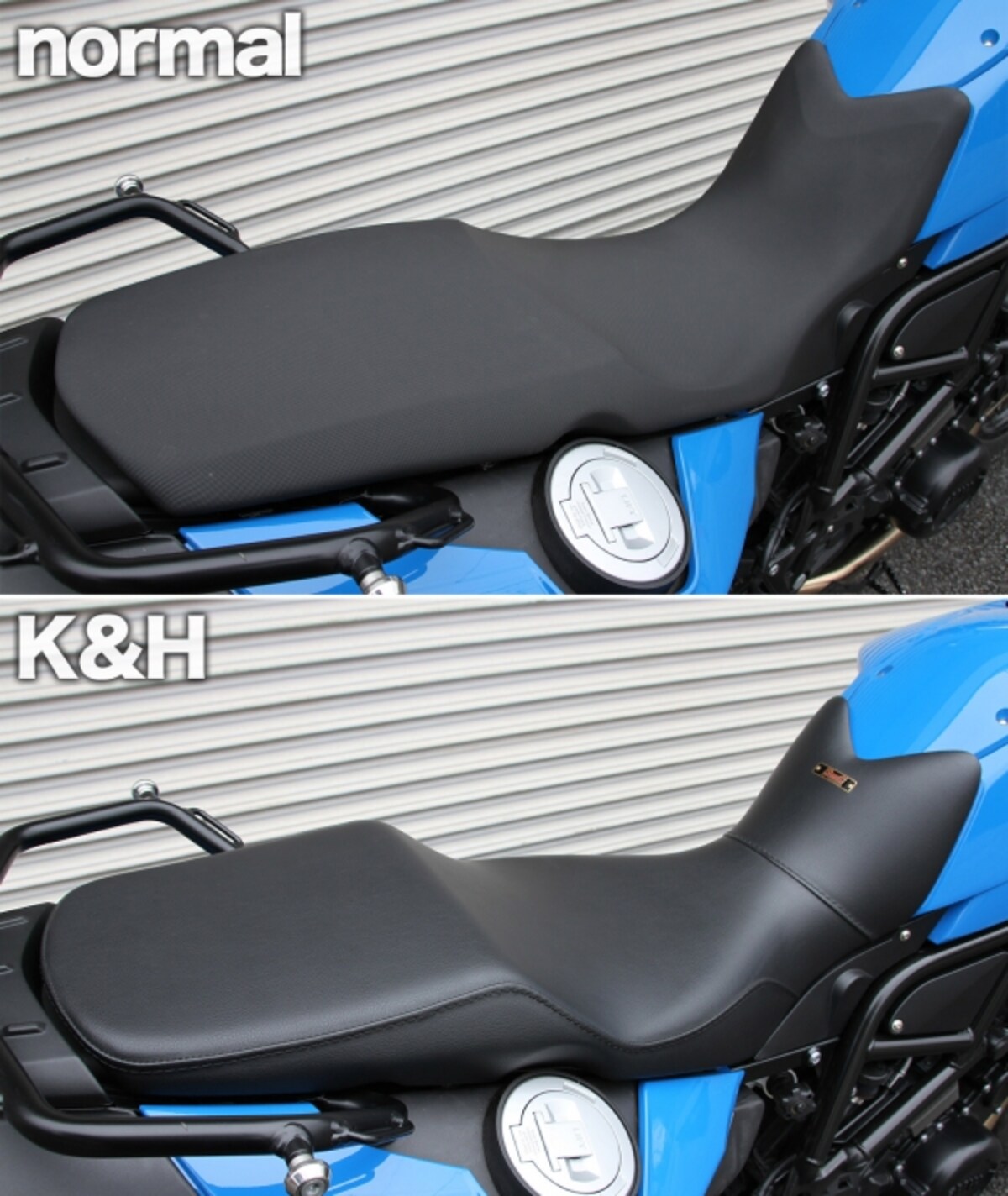 上がノーマルシート、下がK&H（国産メーカー）シート