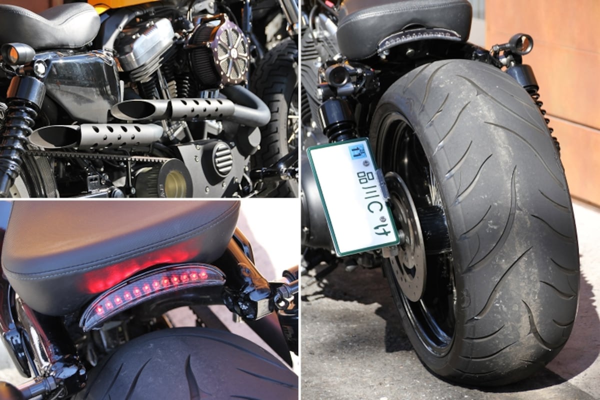 250mmという強烈なインパクトを放つリアタイヤこそ最大の見どころ。さらにビレットパーツを多用して高級感を演出