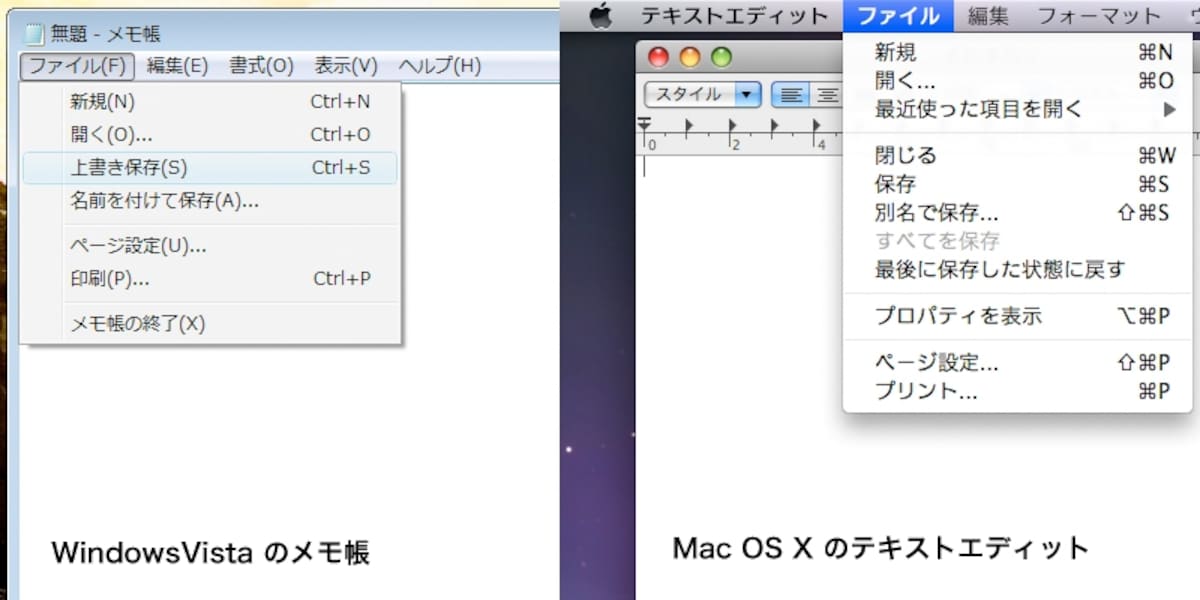 それぞれの項目名がわずかに異なりますが、機能としてはどちらもほとんど同じです（クリックで拡大）