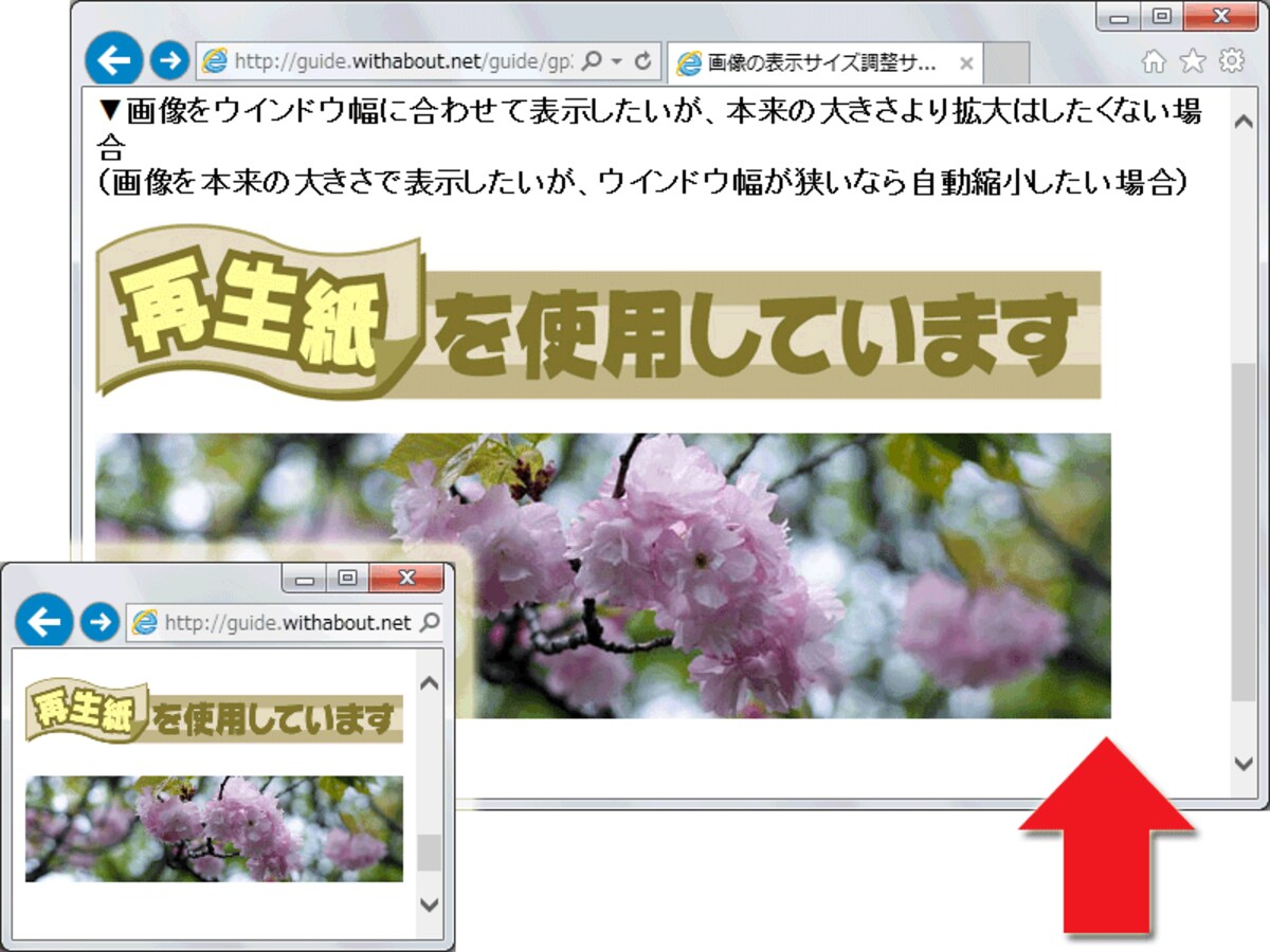 原寸サイズより拡大はしない範囲で、画面幅に合わせて自動調整