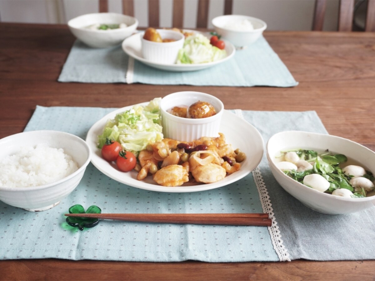 鶏とお豆のケチャップソテー定食