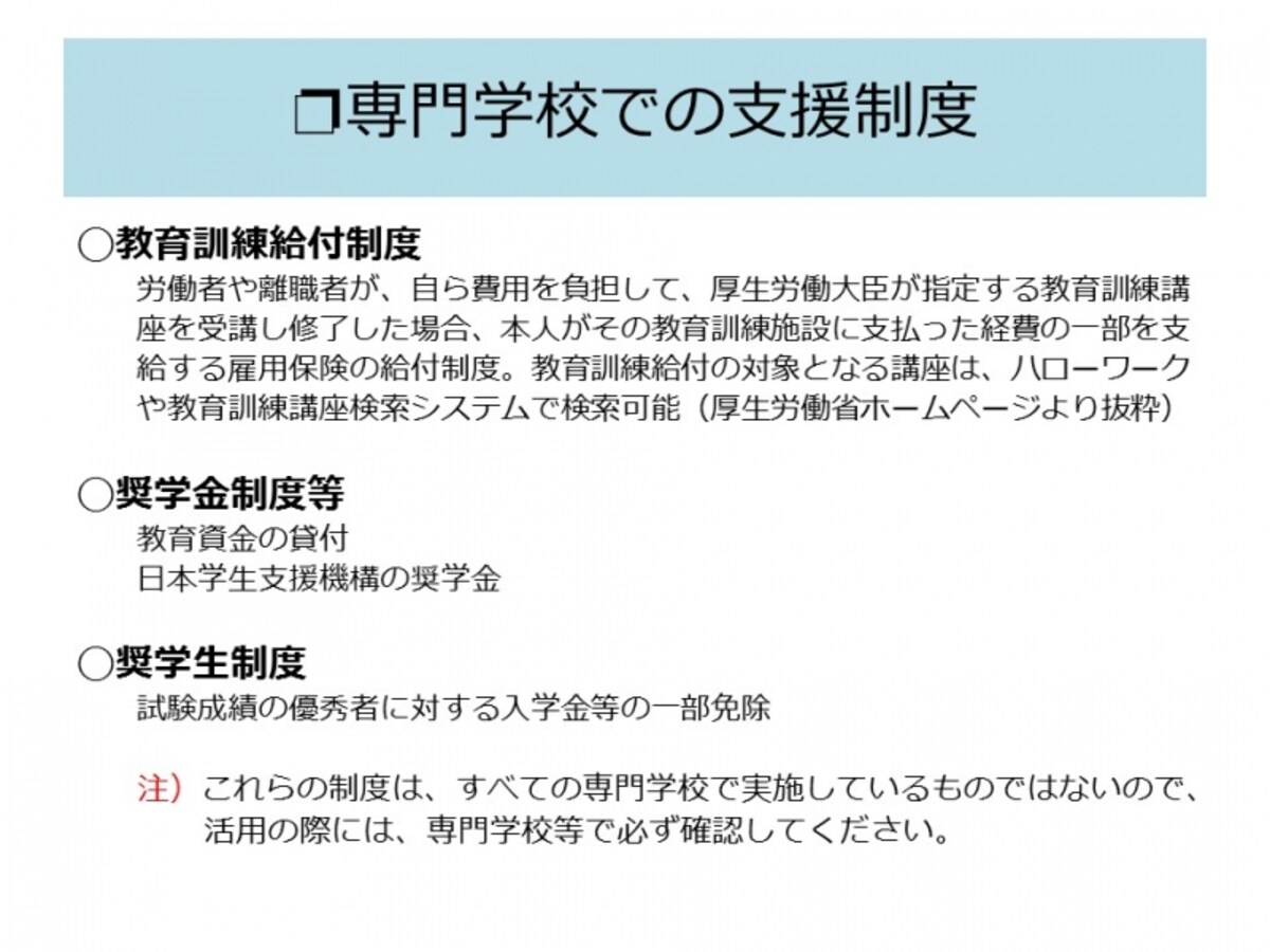 【図2】専門学校での支援制度