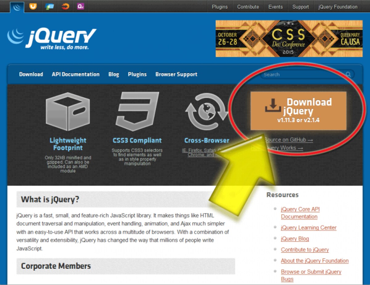 「Download jQuery」ボタン