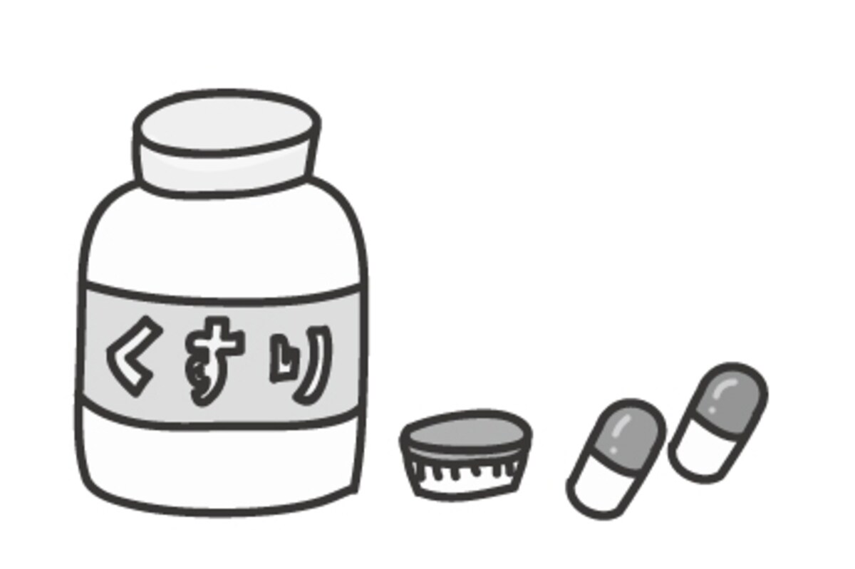 【モノクロ】薬のカットです。