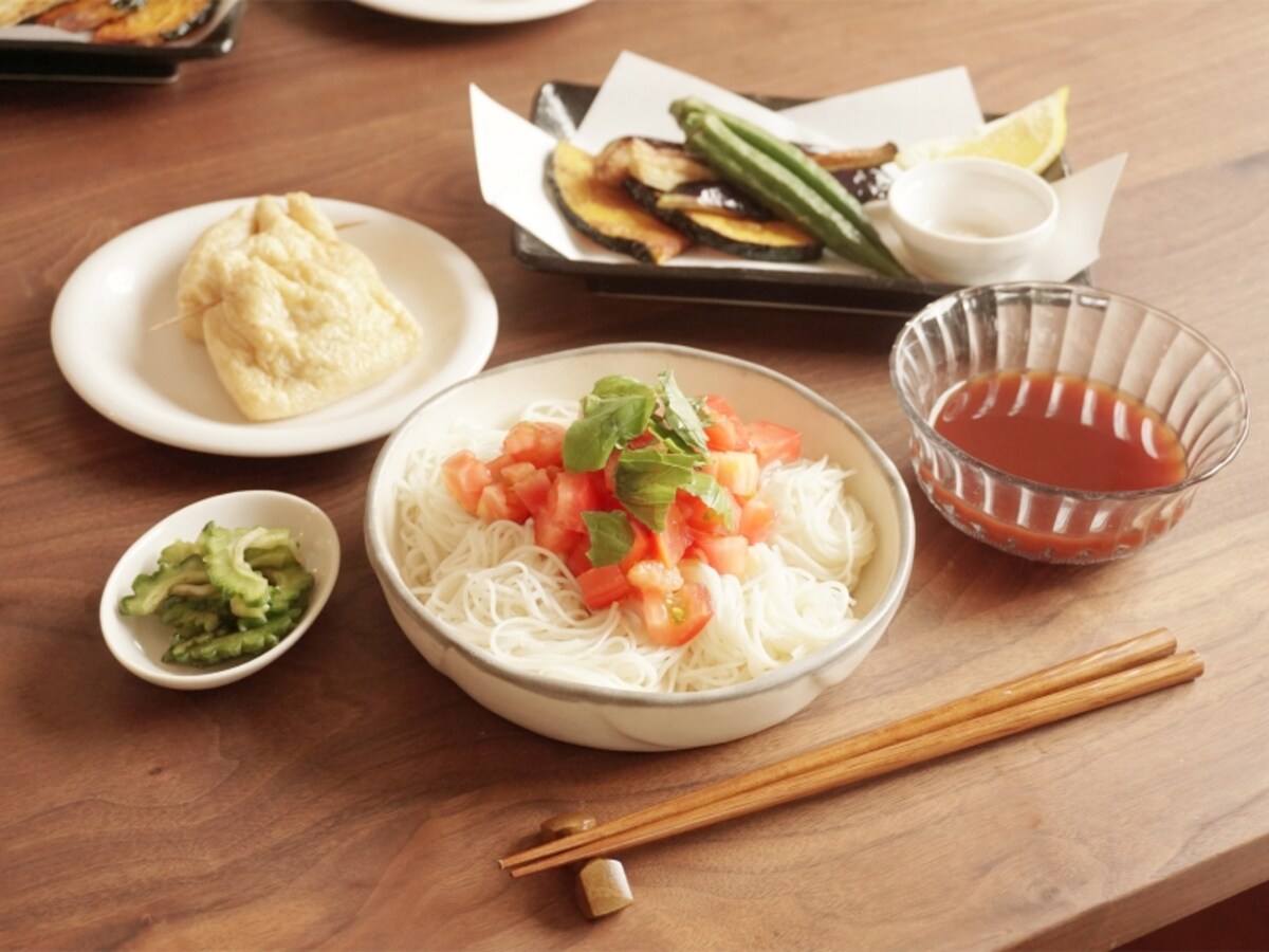 トマトだれのそうめん定食の献立