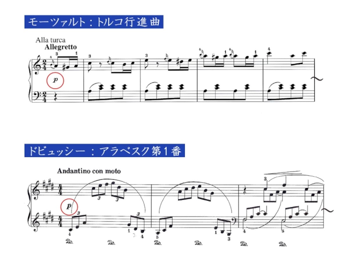 モーツァルトとドビュッシーの楽譜