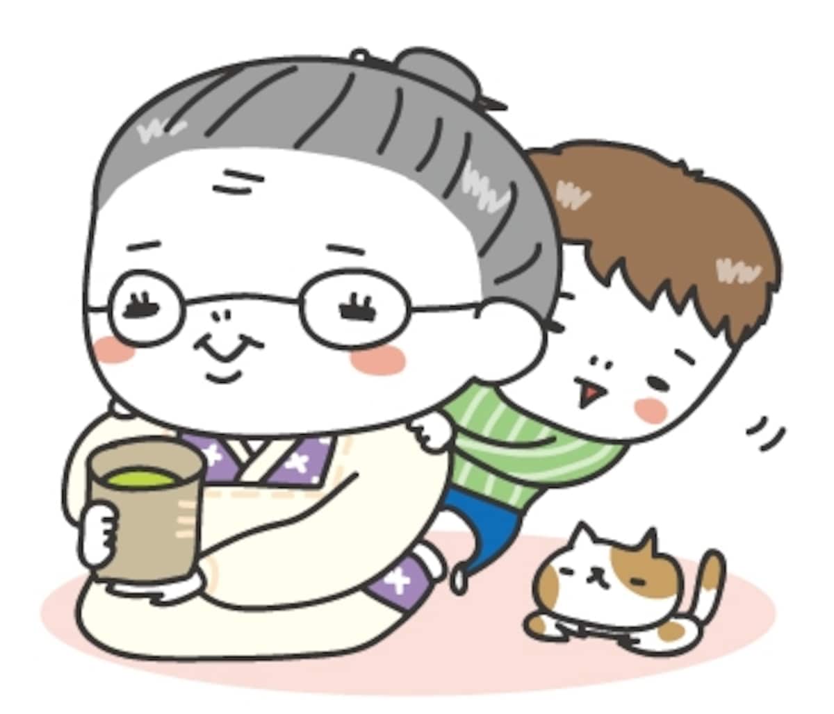  おばあちゃん　敬老の日　イラスト　カラー　かわいい