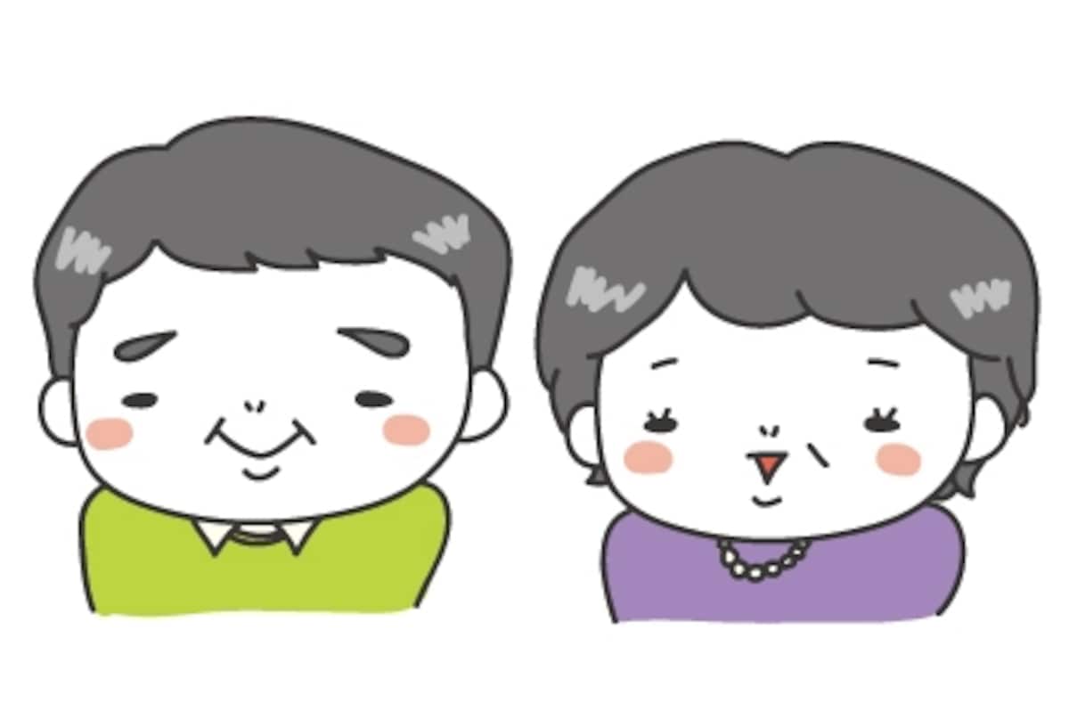 おじいちゃんとおばあちゃん　敬老の日　イラスト　カラー　かわいい