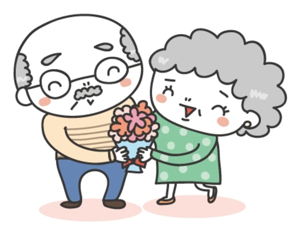 おじいちゃんとおばあちゃん　敬老の日　イラスト　カラー　かわいい