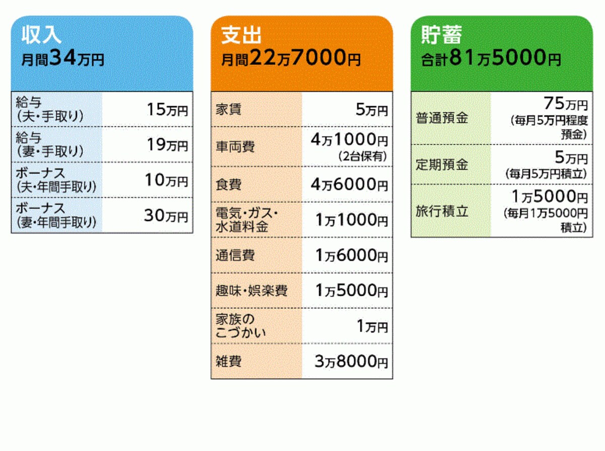 「はな」さんの家計収支データ