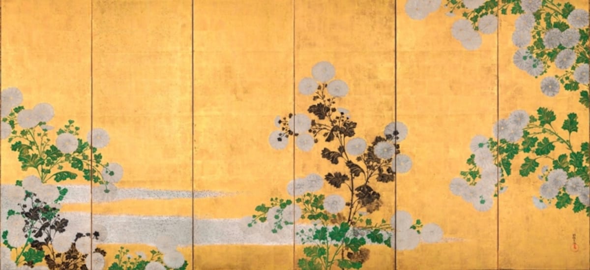 尾形光琳「菊図屏風」（右隻）