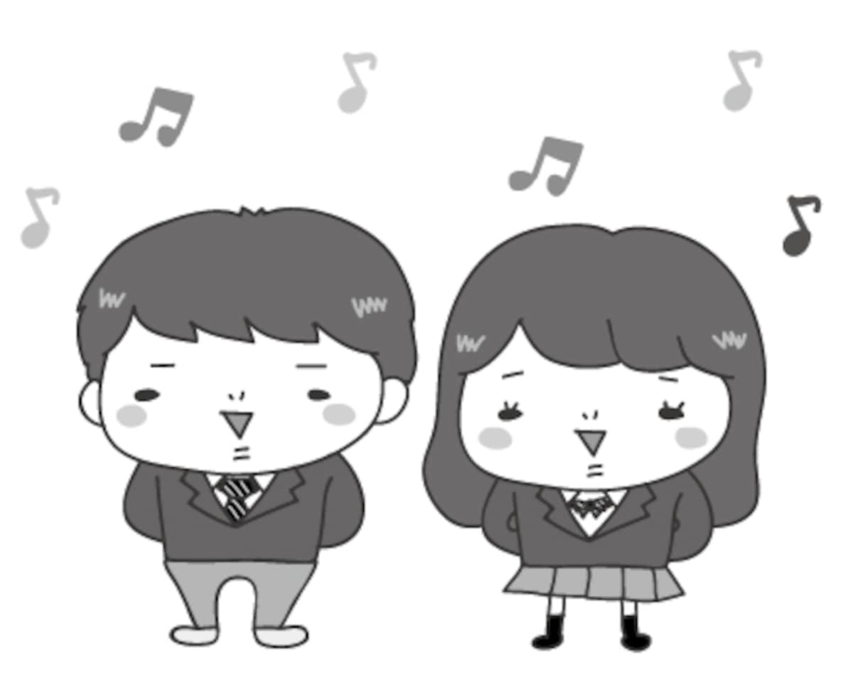 合唱　文化祭　イラスト　白黒　かわいい