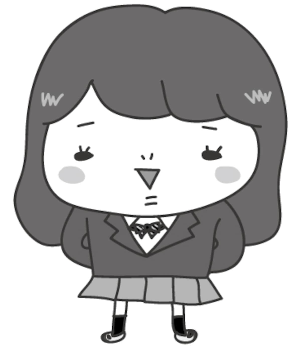 生徒　文化祭　イラスト　白黒　かわいい