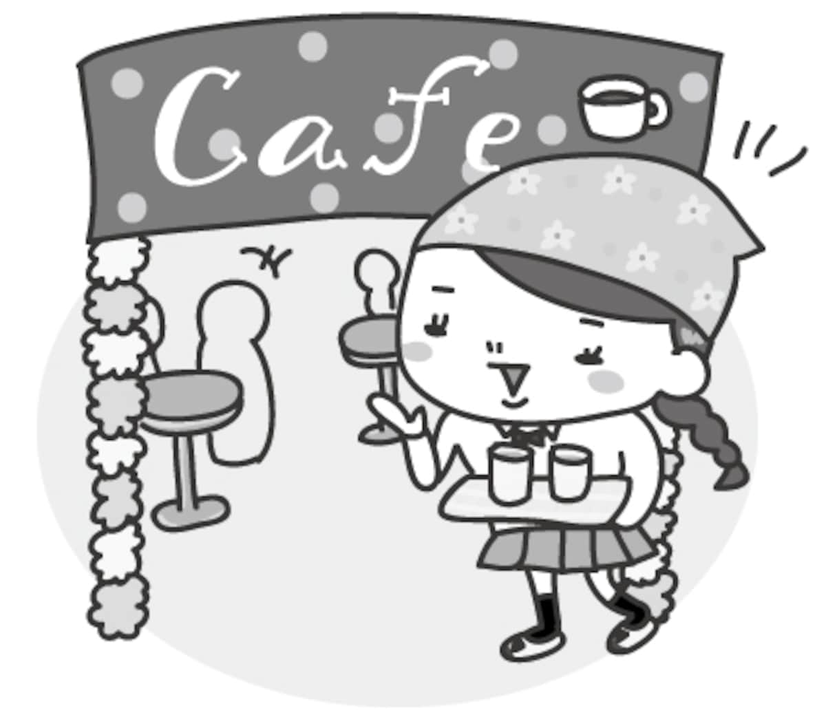 模擬店　文化祭　イラスト　白黒　かわいい